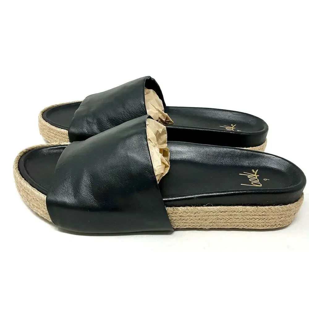 🆕Beek Pelican Jute Platform Slide Sandals Black